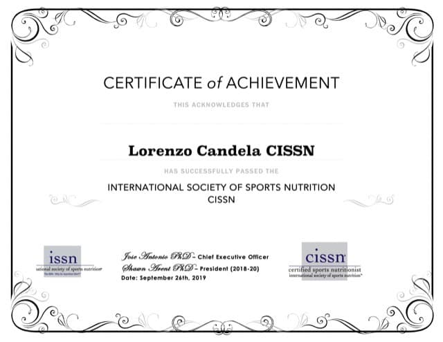 Attestato: CISSN · Sports Nutrition