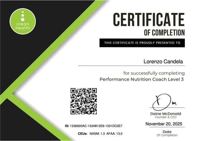 Attestato: Performance Nutrition Coach · L3